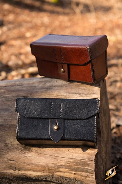 Prostokątna skórzana torba, brązowa