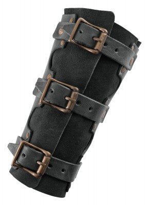 Leather bracers, underarm guards with rivets, black