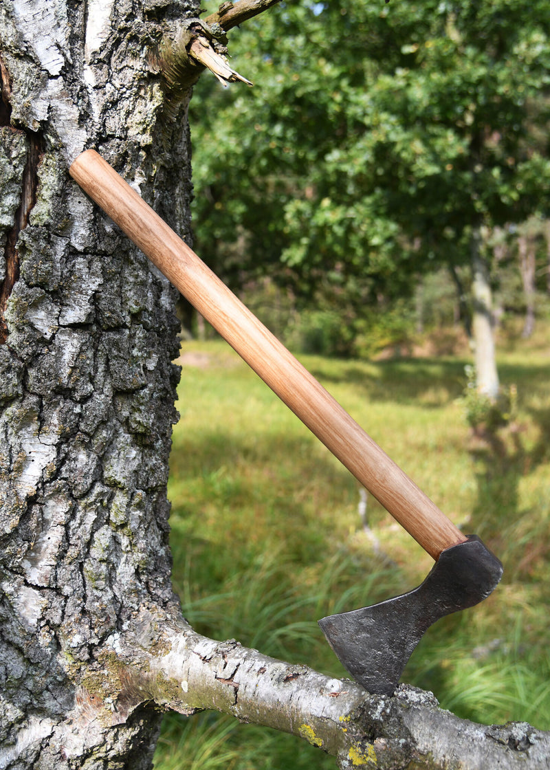 Vikingbijl, handgesmeed staal, type A, semi-scherp