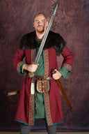 Geborduurde Viking kaftan, rood-blauw