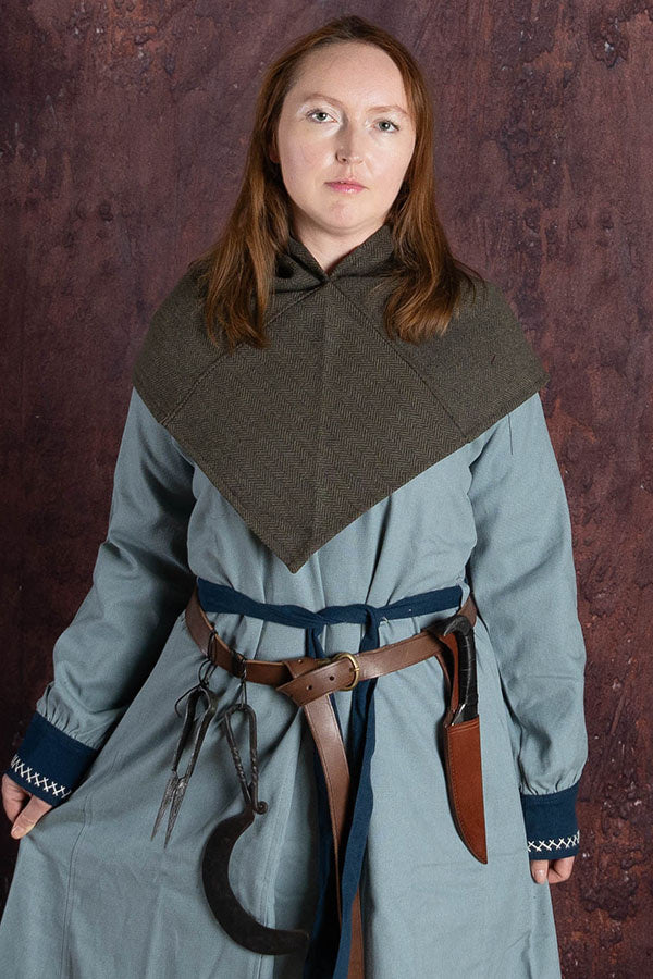 Kaproen vissegraatmotief Knud, olijfgrijs, wolmix