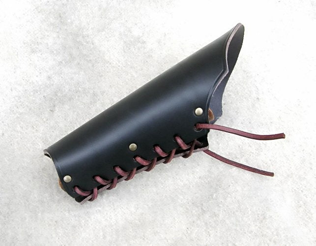 Leren bracer, onderarmbeschermer, 23 cm, zwart
