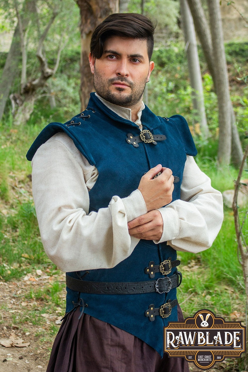 Diego Splitläder Jerkin, blå 