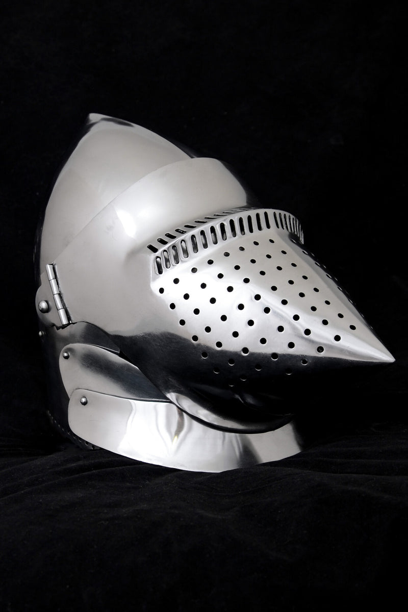 Grote bascinet met hondensnuit 1420, 2 mm (battle-ready)