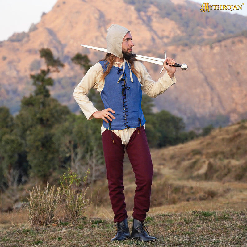 Pourpoint du 14e-15e siècle, laine, bleu 