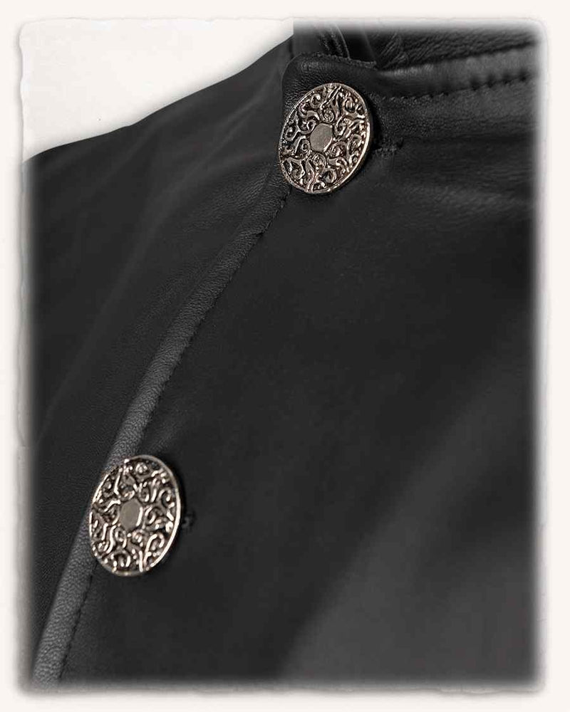 Gilet in pelle Tilly, 16º - 17º secolo, nero 