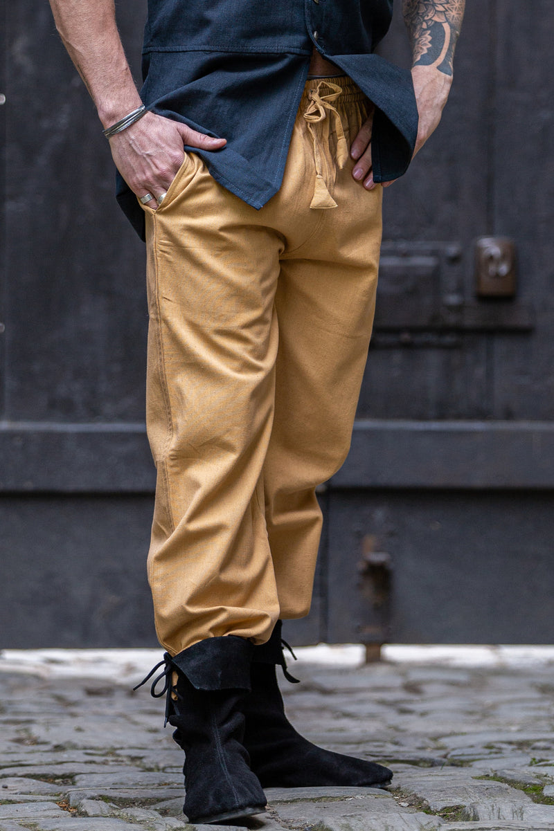 pantalones Alin de algodón, marrón miel 