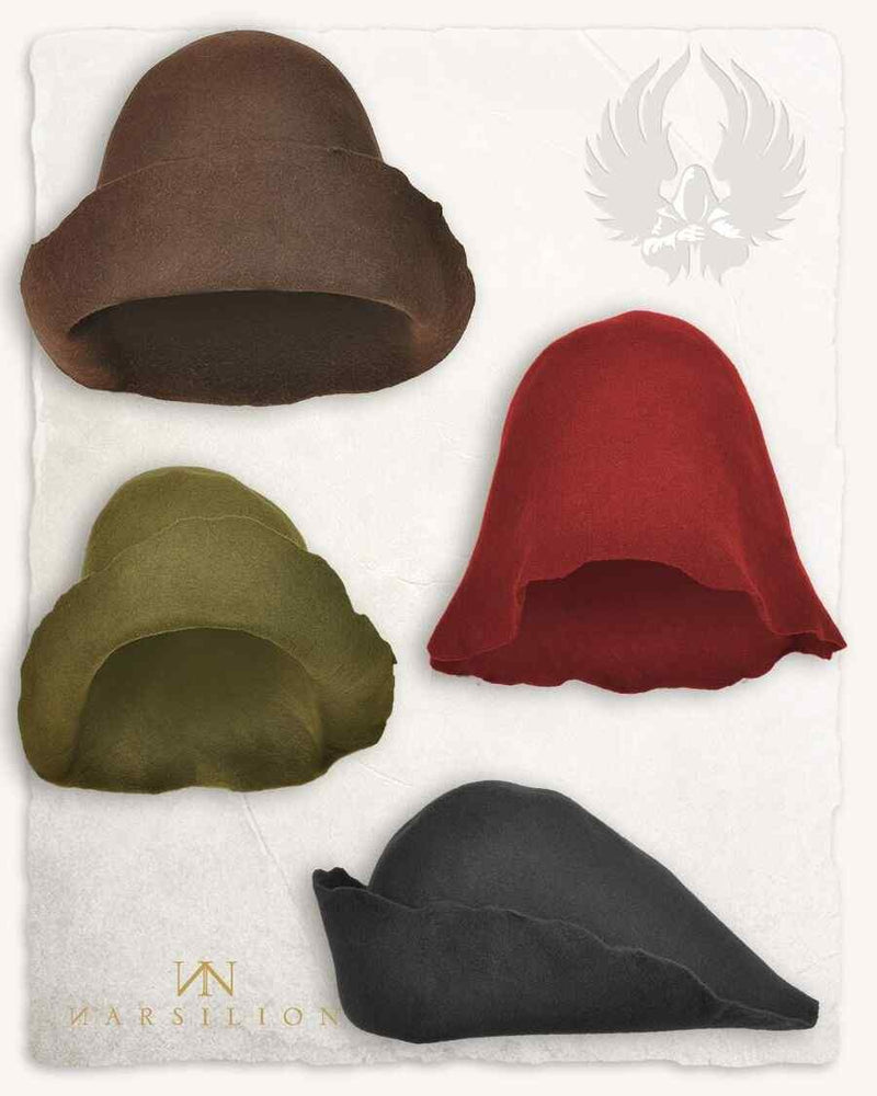 Medieval felt hat Bruno, red, wool mix