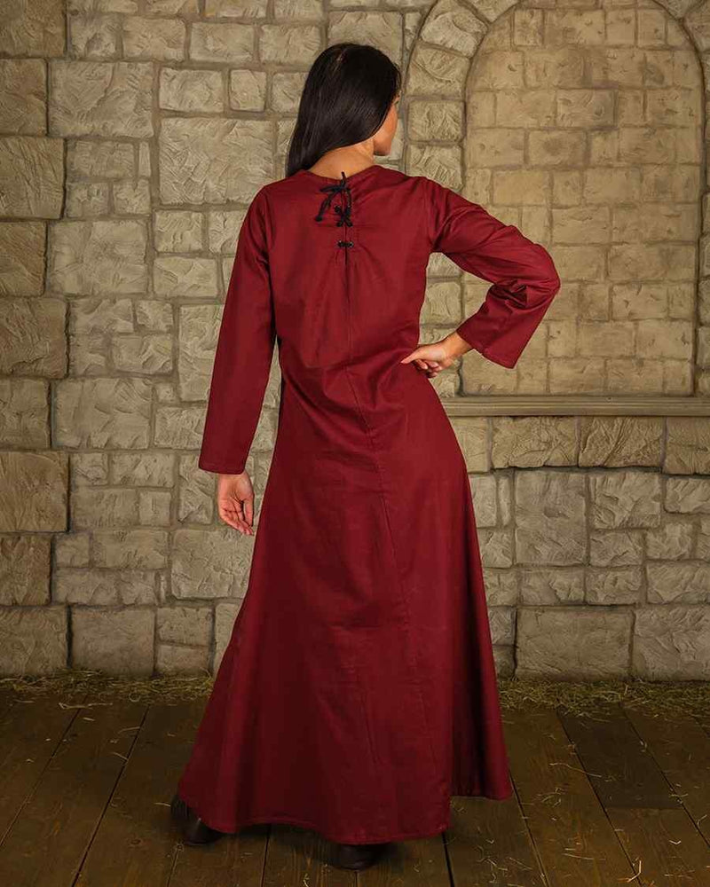 Marita vestido, ligero algodón, burdeos 