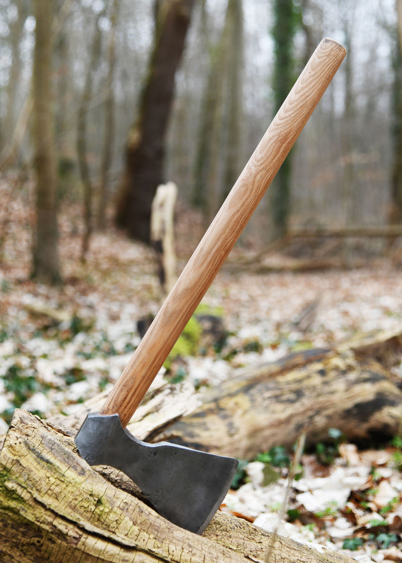 Vikingbijl, handgesmeed staal, type F, semi-scherp