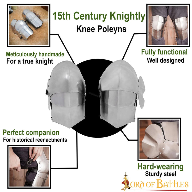 15th century poleyns, knee cops, 1.6 mm