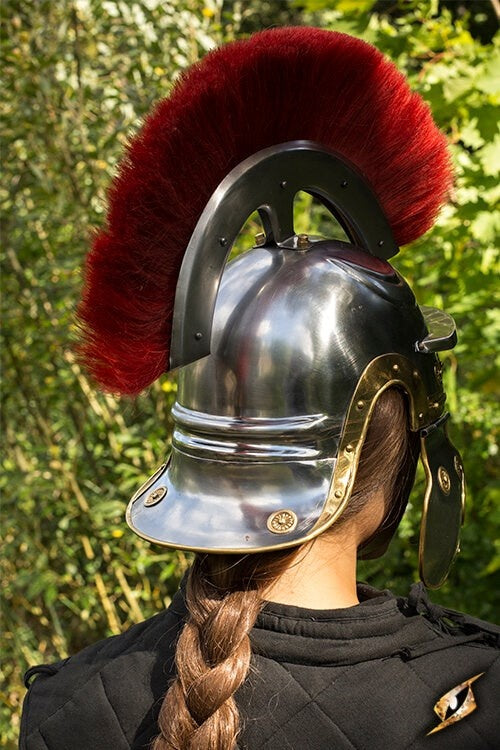 Romeinse legionairshelm met rode helmkam, 1-1.2 mm