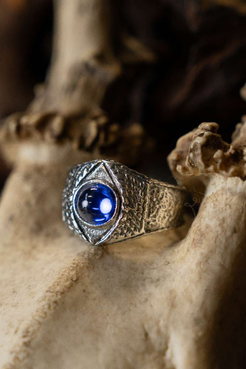 Medieval ring, blue, pewter