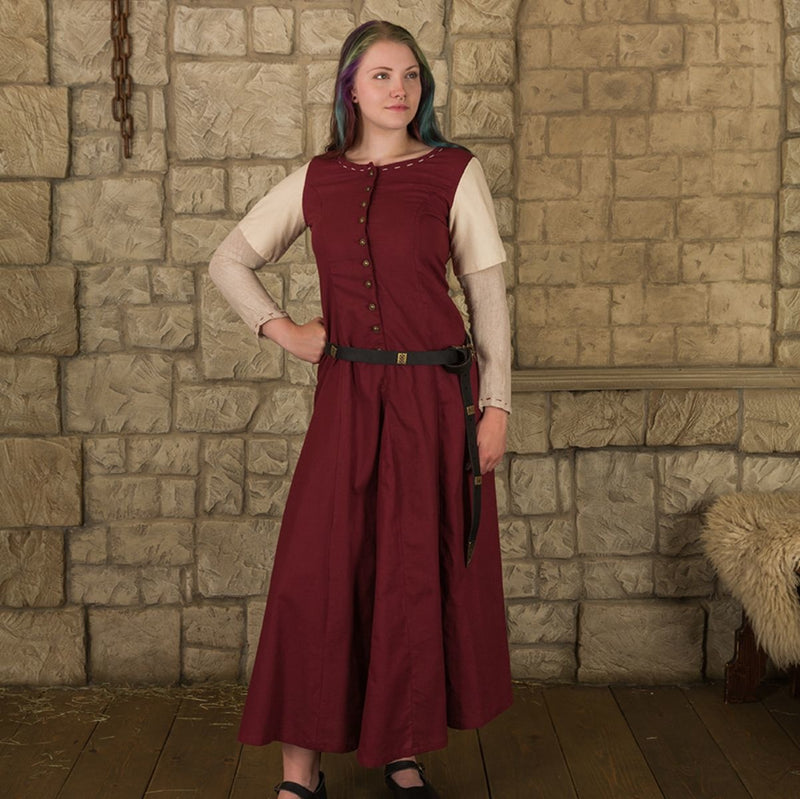 Médiévale kirtle Elodie, rouge/crème 