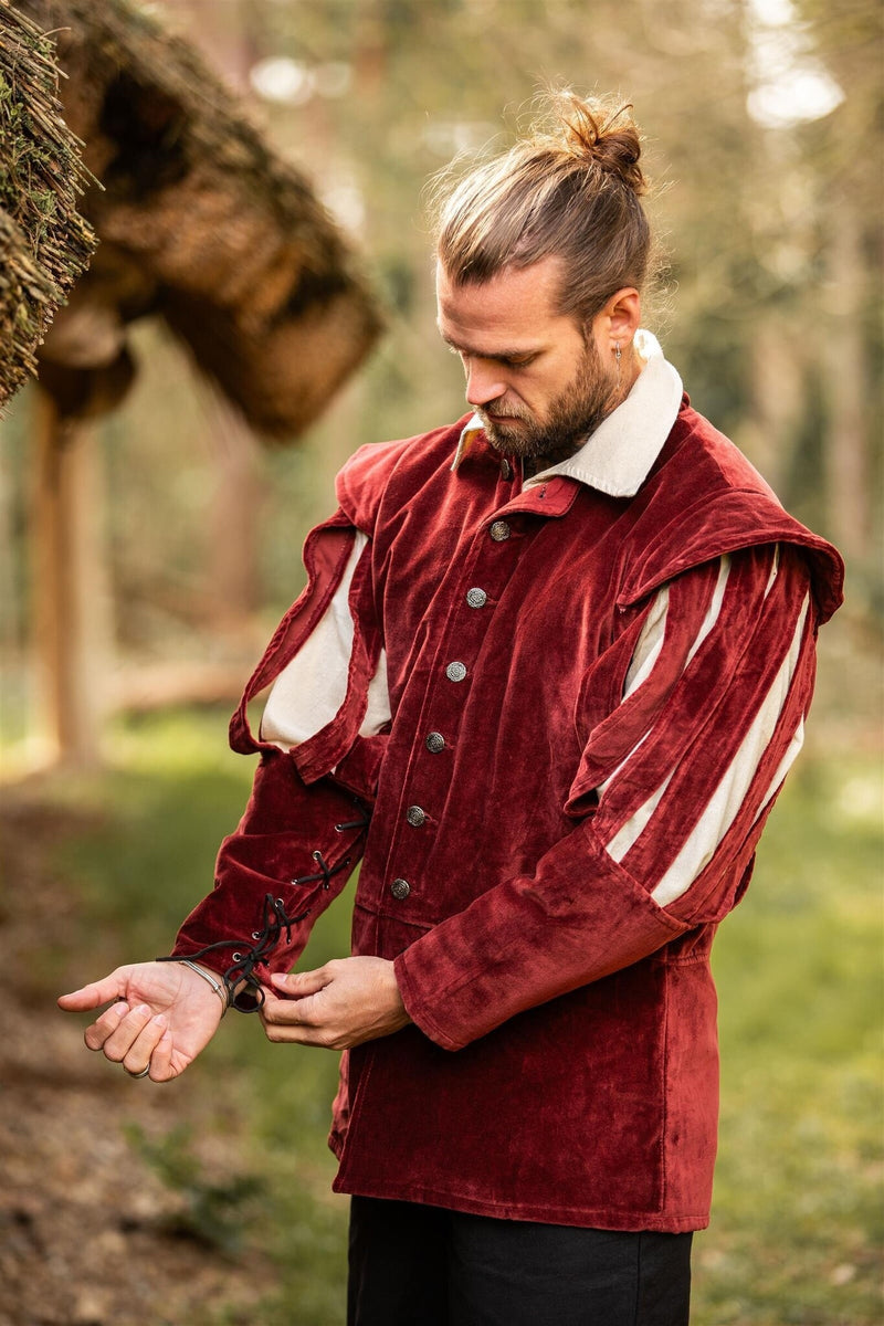 Doublet met open mouwen, rood