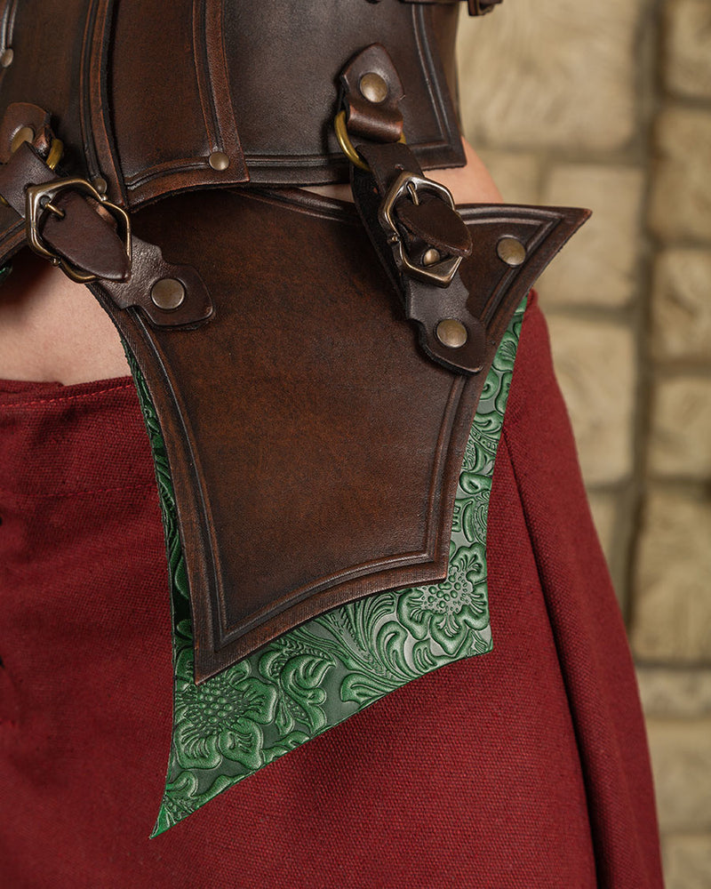 Leren damespantser Morgana, bruingroen