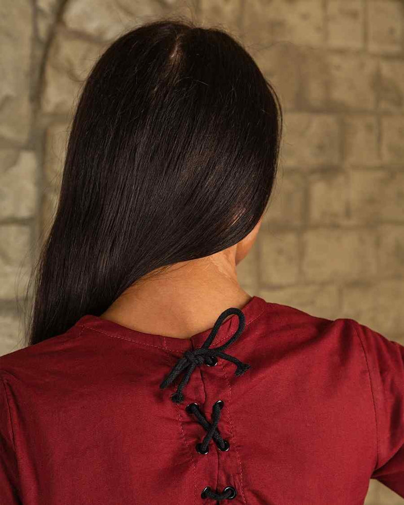 Marita vestido, ligero algodón, burdeos 