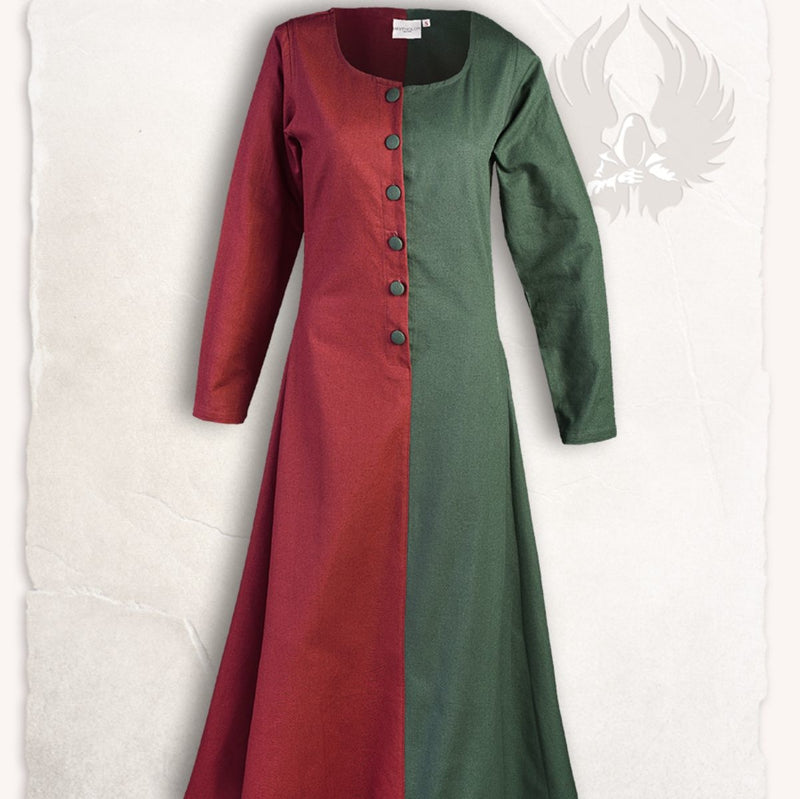 Medieval cotehardie Helena, red-green