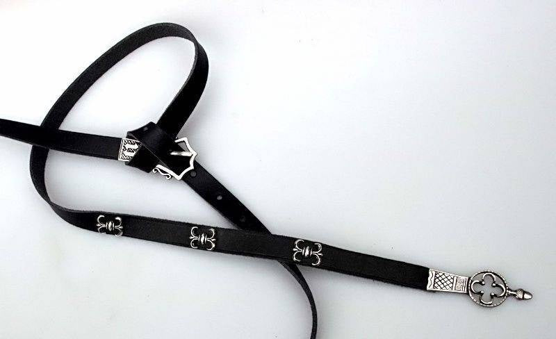 Luxe Gotische riem, messing, 151 cm, bruin