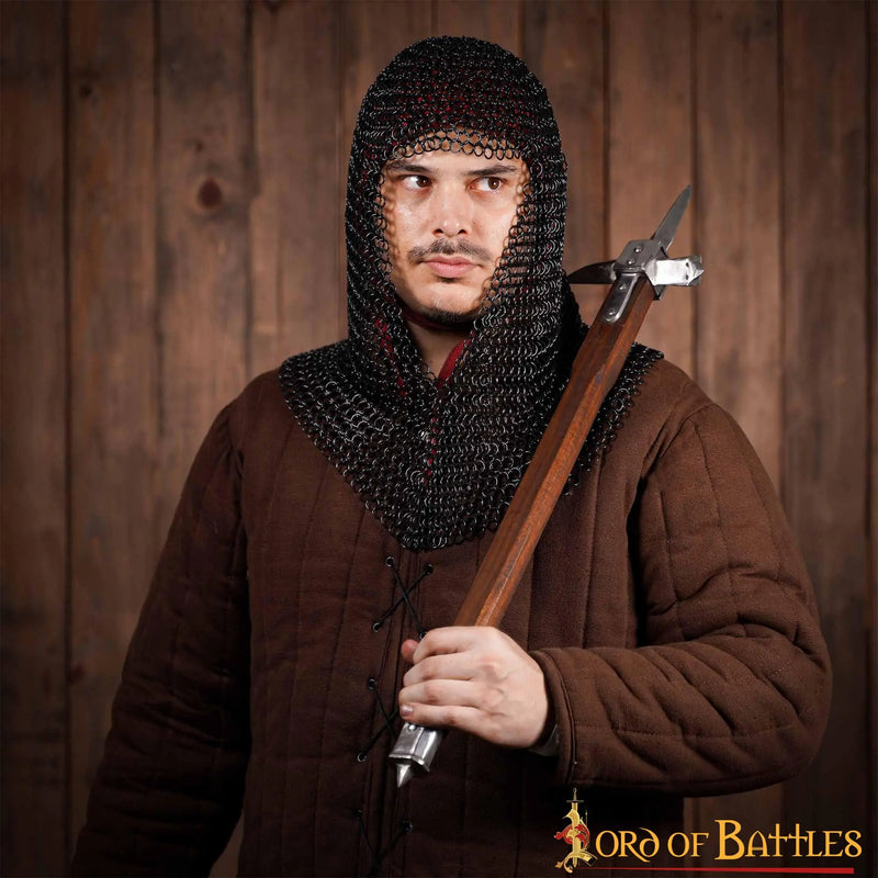 Ringbrynjekrage, svart, osnitat runda ringar 