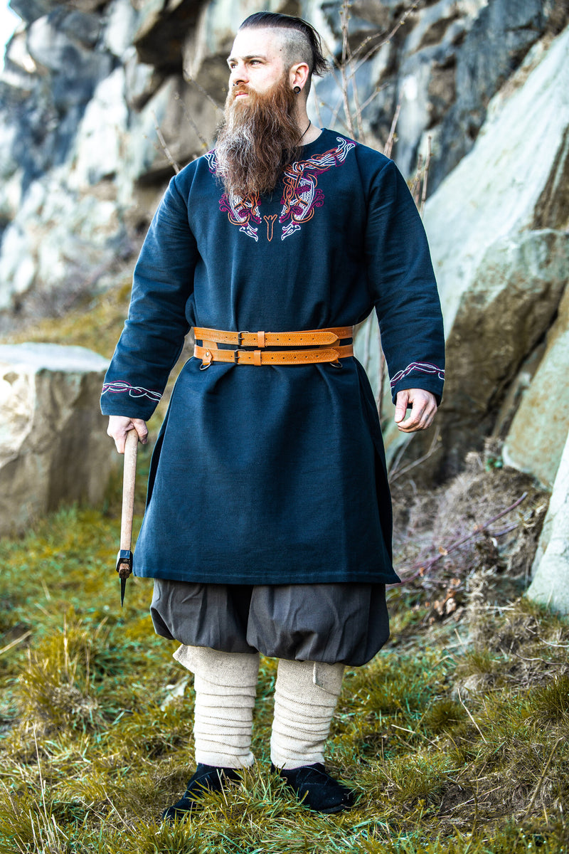 Viking tuniek Snorri, zwart-rood