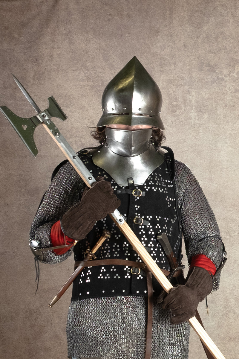 chapel de fer allemande du XVe siècle avec finition antique, 1,6 mm 