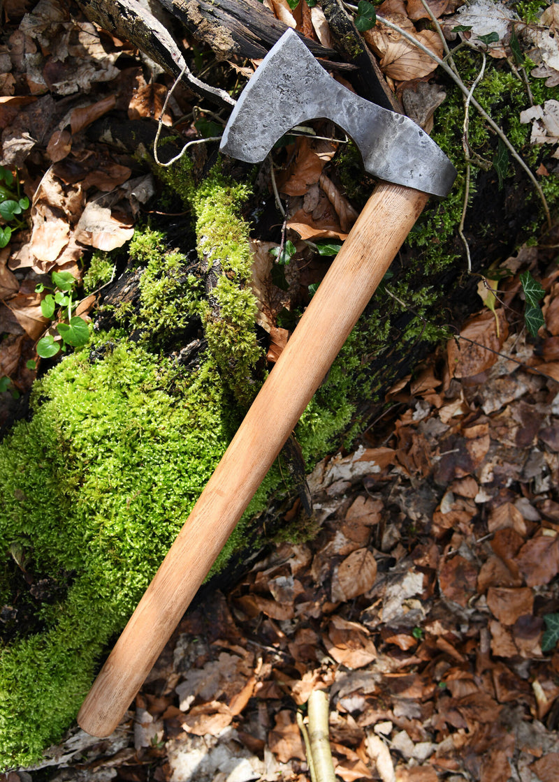 Vikingbijl, handgesmeed staal, type B, semi-scherp