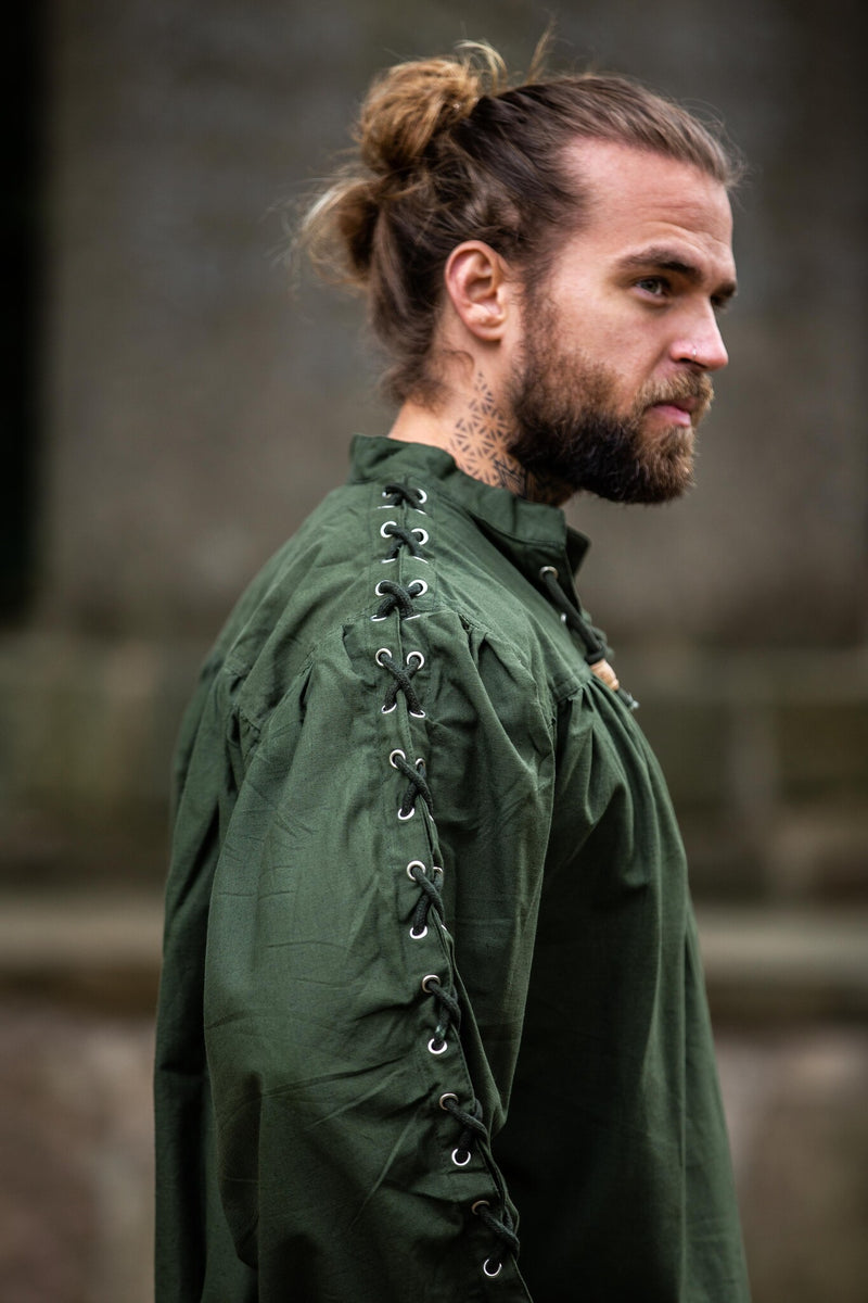 Piratowa koszula z koronkami, zielona