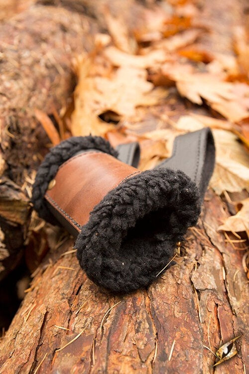 LARP zwaardhouder met vacht, zwart-bruin