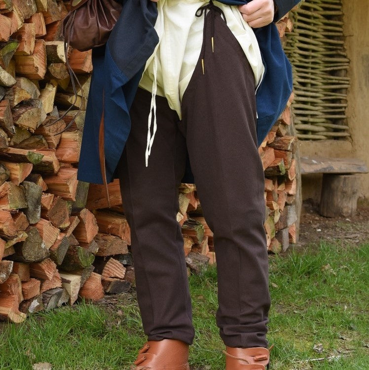 Middelalderlige benklæder med snørebånd, brun 