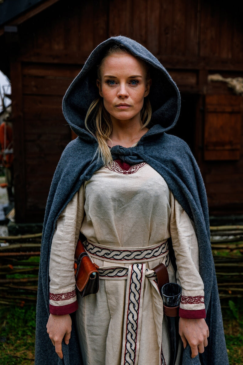 Middeleeuwse mantel Karen grijs, wolmix