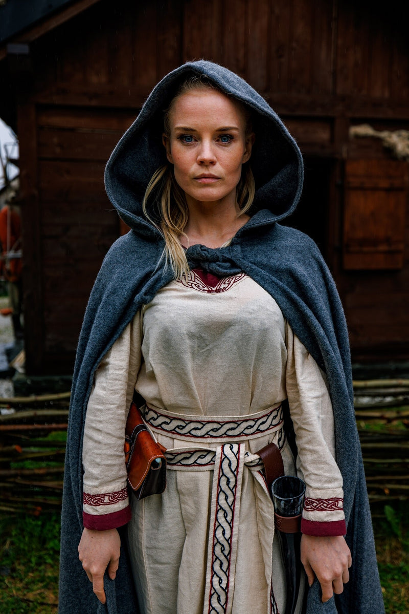 Mittelalterliche Mantel Karen grau, Wollmischung 