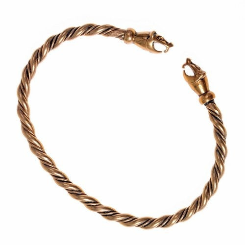 Bracelet Viking avec têtes de belette, bronze 