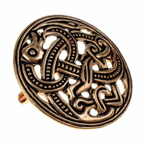 Viking disc fibula Jellinge style, bronze