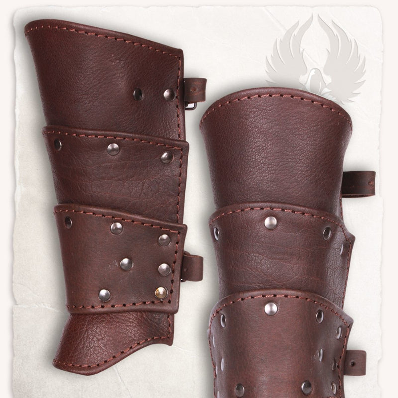 Albrecht leren bracers, onderarmbeschermers, bruin