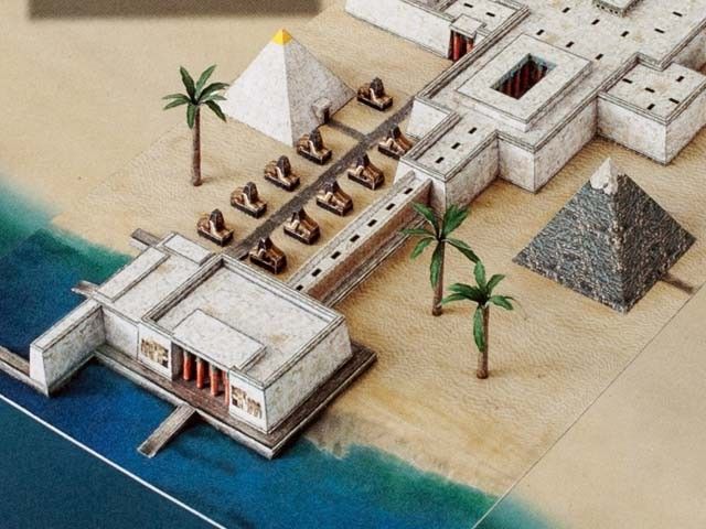 Bouwplaat pyramide met tempel