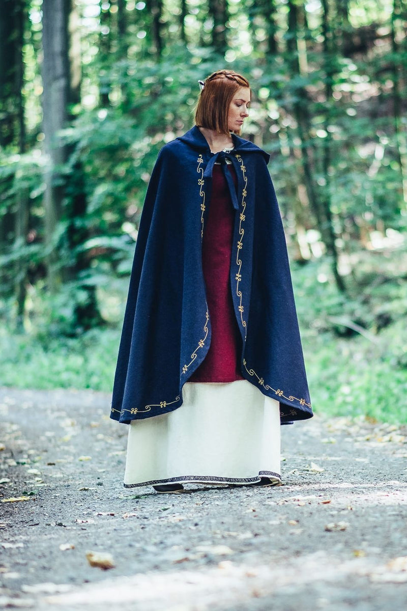 Cloak Ceridwen, wool blend, blue