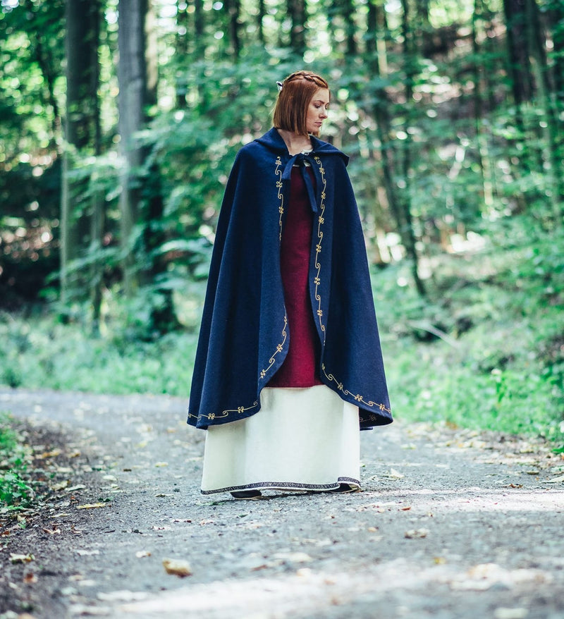 Cloak Ceridwen, wool blend, blue