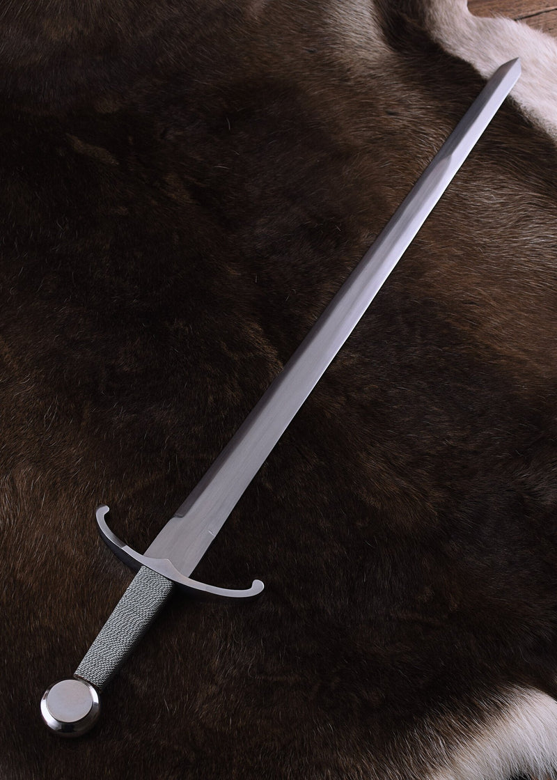 Middeleeuws zwaard met gebogen pareerstang, semi-scherp