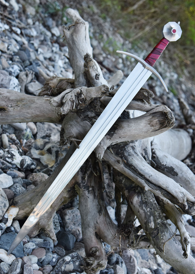 Gammelt Jern épée avec fourreau, 13ème siècle, semi-tranchant 