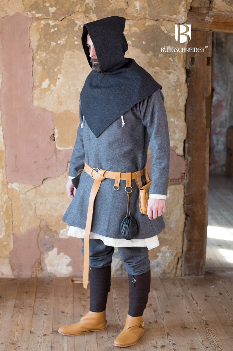 Kaproen vissegraatmotief Knud, zwart-grijs, wolmix