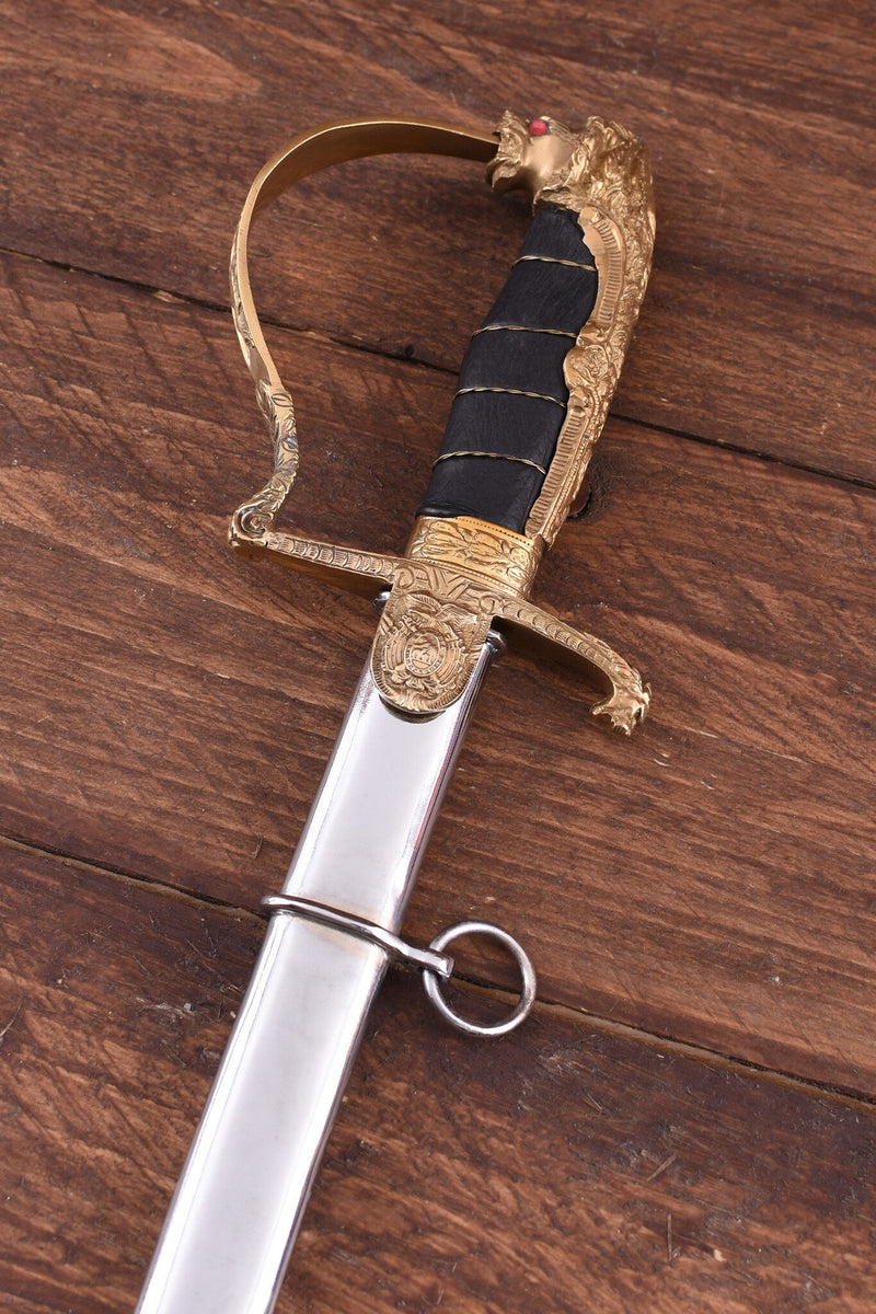 Tysk officerssabel lejonhuvud, halvvass 