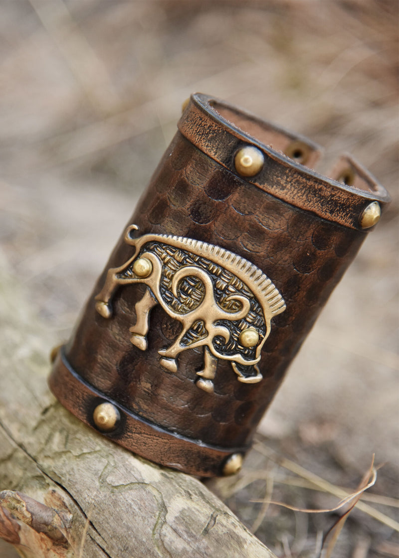 Braccialetto Cinghiale celtico Knocknagael per pezzo, pelle 