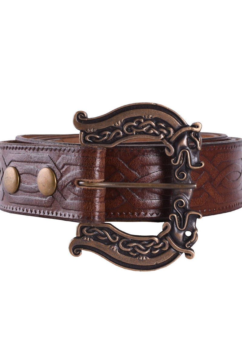 Keltiska läder bälte, 170 cm, brun 