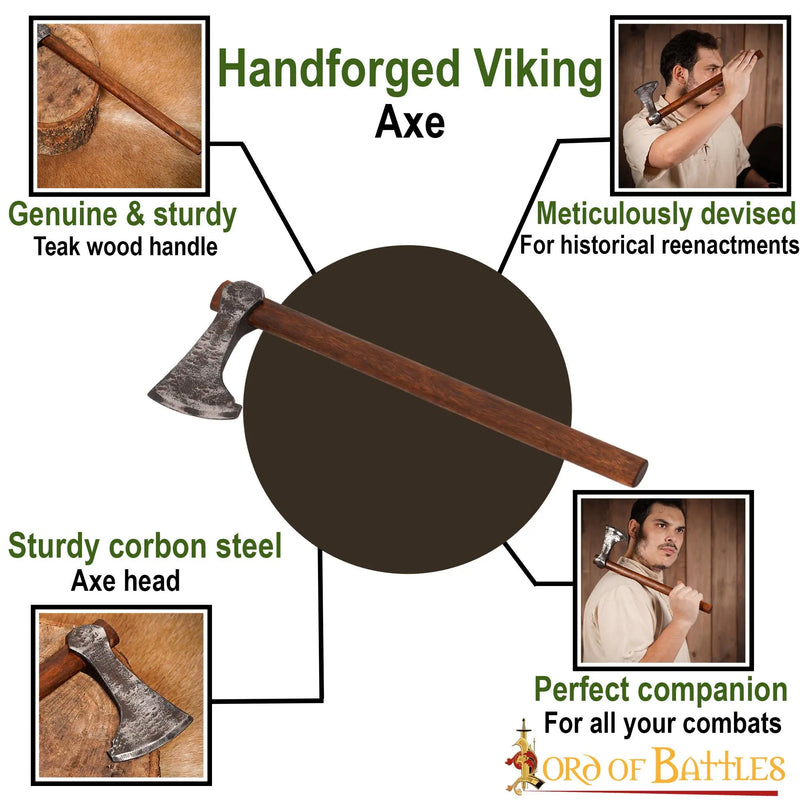Battle-ready Viking axe skeggox, type B, blunt (battle-ready)