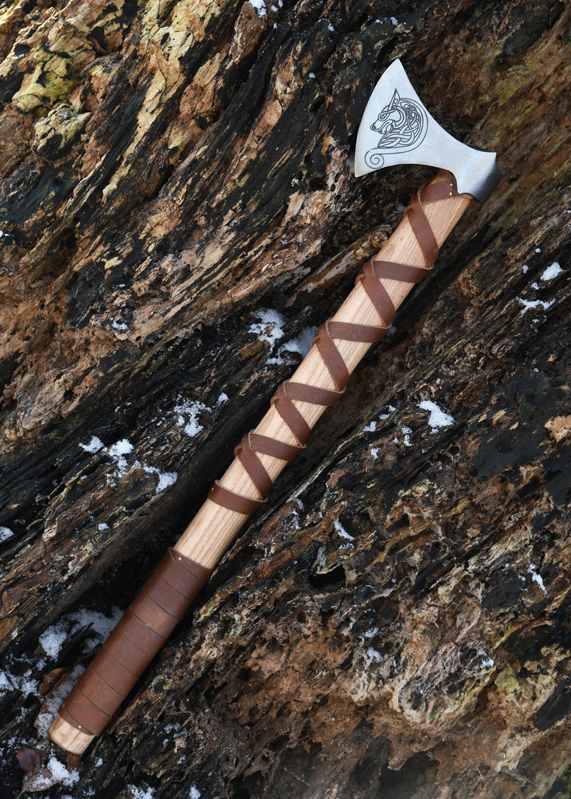 Viking bijl, type G, gegraveerd, semi-scherp