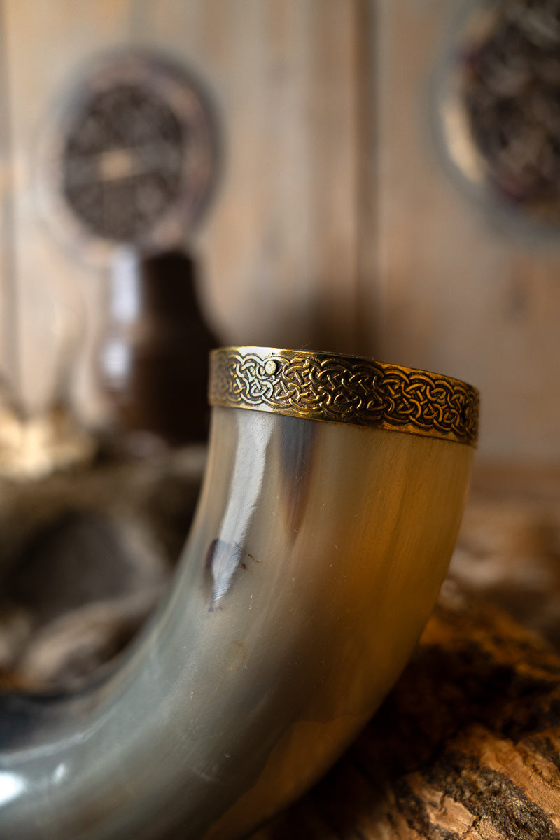 Drinkhoorn Rollo met leren houder, 200-300 ml