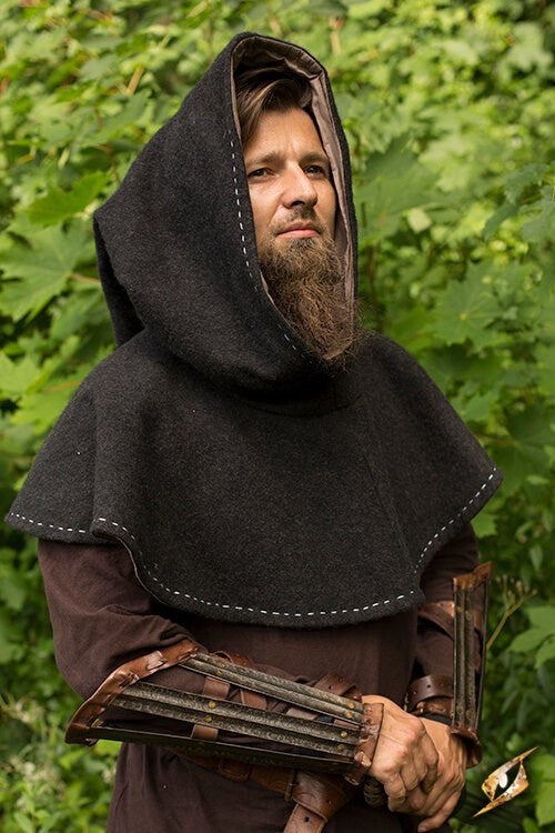 chaperón Erhard medieval, gris oscuro 