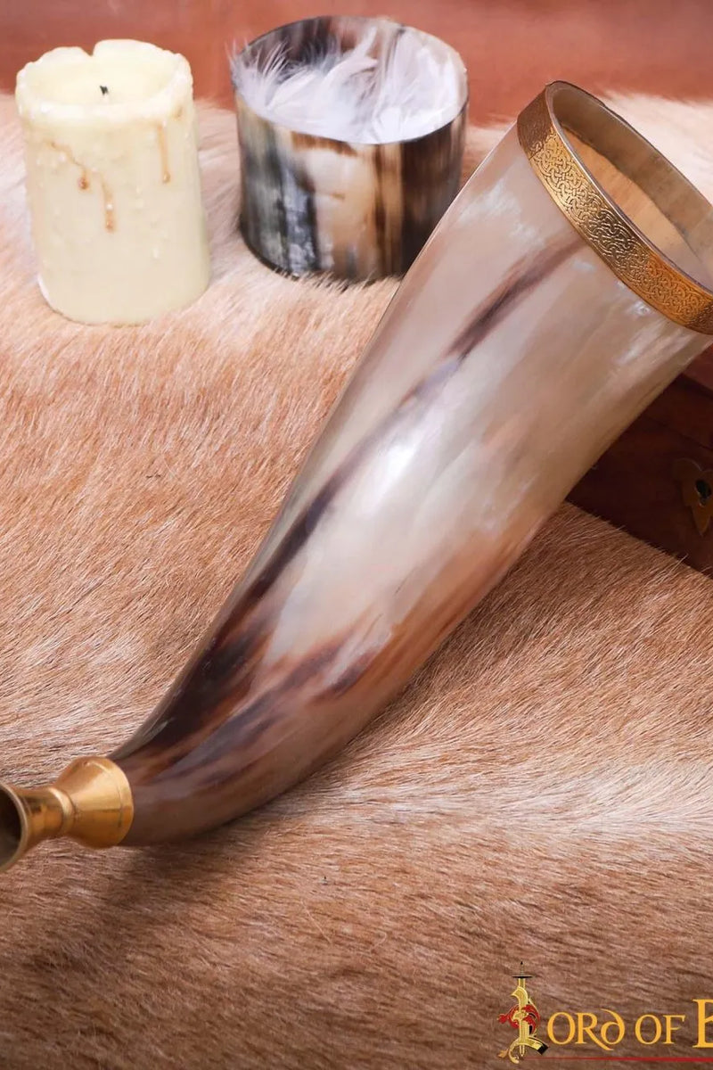 Viking signal horn with brass mouthpiece