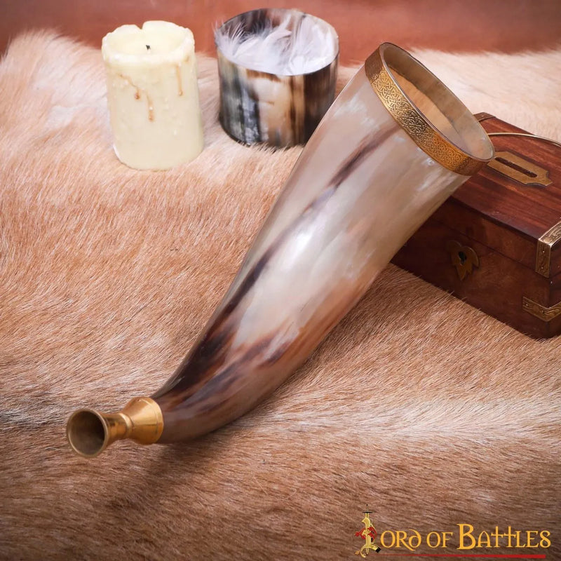 Viking signal horn with brass mouthpiece